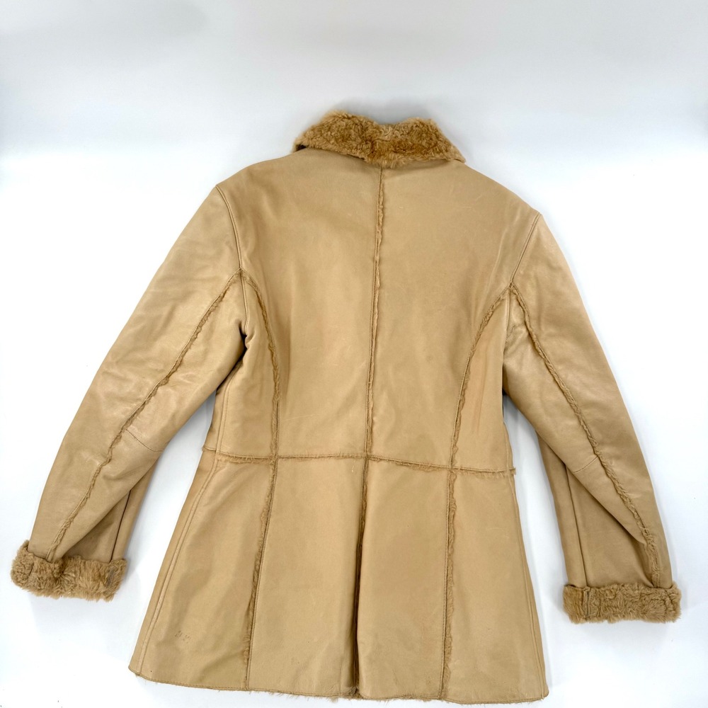 Leather Limited Shearling Coat Womens Medium Tan Good Penny Lane Genuine Leather - Picture 4 of 13